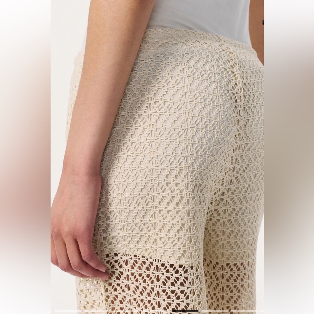 NWT $278 Rag & Bone Cream Crochet Wide Leg Pants Liv  Mesh Turtledove Size XS - Picture 4 of 14